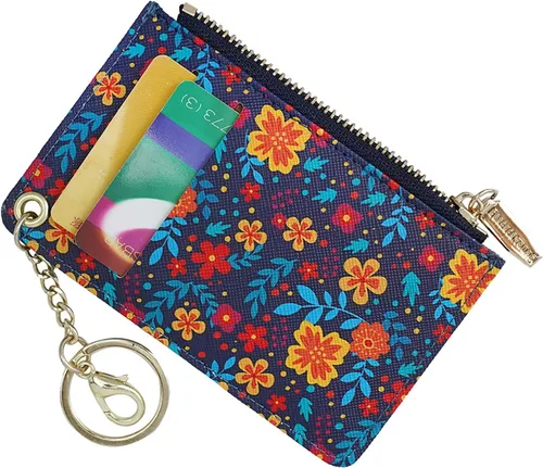 Miniatura 17 de Carteras pequeñas para mujer, tarjetero de piel delgado, cartera de monedas con llavero