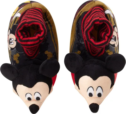 Miniatura 4 de Disney Boys' Mickey Mouse Slippers 3D Head Plush Sock Top Slippers (ToddlerBoy)