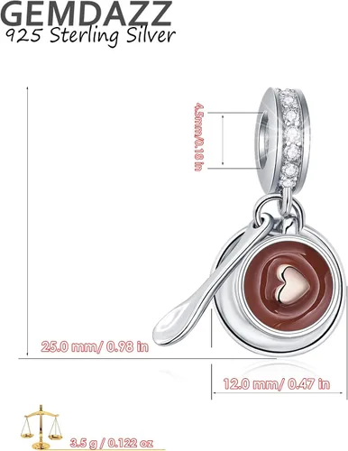 Miniatura 7 de GEMDAZZ Abalorio con temática de Take a Break taza de café de plata de ley 925 maíz dulce vaso de cóctel tropical y cuentas de bebida de limón