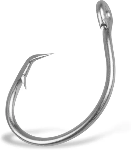 Ganchos circulares de atún, ganchos circulares de acero inoxidable para agua salada, 2 ganchos fuertes de mango corto para bagre, atún bajo, tamaño