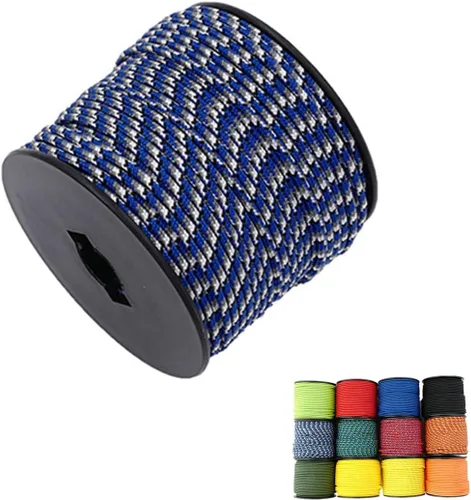 Miniatura 9 de Cuerda de nailon trenzada sólida de 1/8 pulgadas (3mm) de 164 pies, cordón paracord de 5 hebras, cuerda delgada para manualidades, multiusos