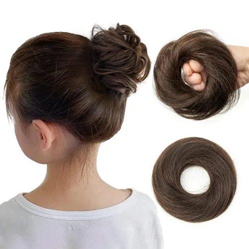 Miniatura 29 de Moño de Cabello Humano 100%, Moño Desordenado Pieza de Cabello Extensiones de Cabello Humano Real Moño de Cabello Rizado Natural Piezas de Cabello
