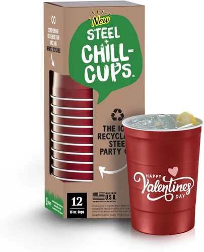 Miniatura 28 de Steel Chill Cups Party Cup America the Beautiful Design para bebidas frías, duradero, desechable, reciclable, fabricado en Estados Unidos, gris, 12