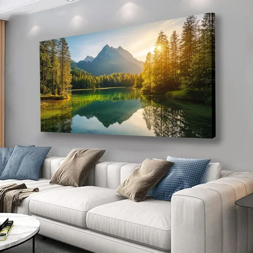 Yuaxker Cuadros de árbol para decoración de pared, arte de pared verde, pintura de paisaje natural, arte estético moderno para sala de estar,