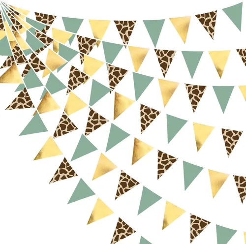 Miniatura 9 de Decoraciones de fiesta verde salvia de 32 pies, bandera triangular verde aguacate, banderines de tela, banderines para cumpleaños, boda, baby