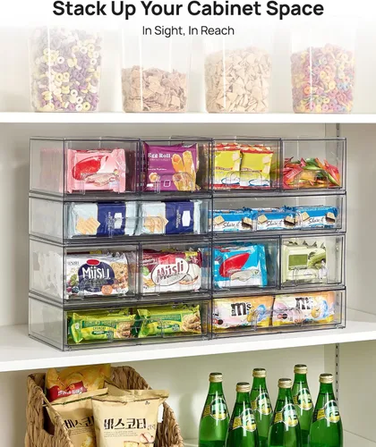 Miniatura 6 de Vtopmart Juego de 3 cajones de almacenamiento apilables, organizadores de plástico transparente para maquillaje, cosméticos, suministros de belleza
