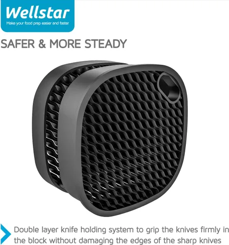 Miniatura 3 de WELLSTAR Soporte universal para cuchillos de acero inoxidable sin cuchillos, ahorro de espacio seguro, gran volumen, almacenamiento estable