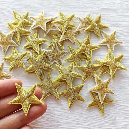 Miniatura 3 de 30 parches para planchar con estrellas doradas, apliques bordados para ropa, chaquetas, sombreros, mochilas, jeans (1.2 pulgadas)