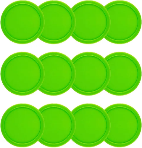 Paquete de 12 discos de hockey de aire de 2.5 pulgadas para mesa de tamaño pequeño Verde