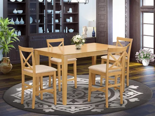 Miniatura 2 de East West Furniture CAPB5H-OAK-C - Juego de mesa de comedor de 5 piezas de altura de mostrador, incluye una mesa de cocina rectangular y 4 sillas