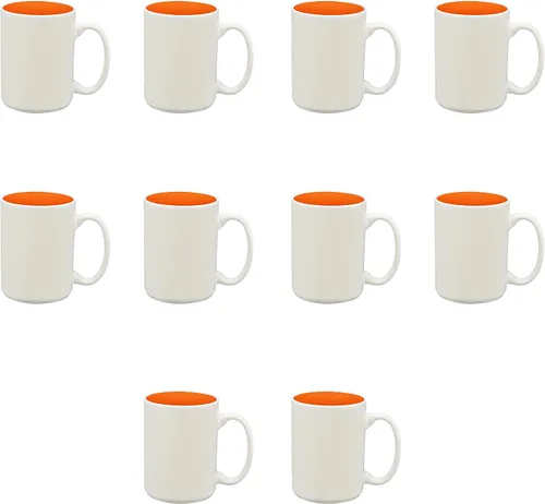 Miniatura 17 de DISCOUNT PROMOS Juego de 10 tazas de cerámica brillantes de dos tonos, 15 oz. - Gres, suave, duradero, mango en C, color azul