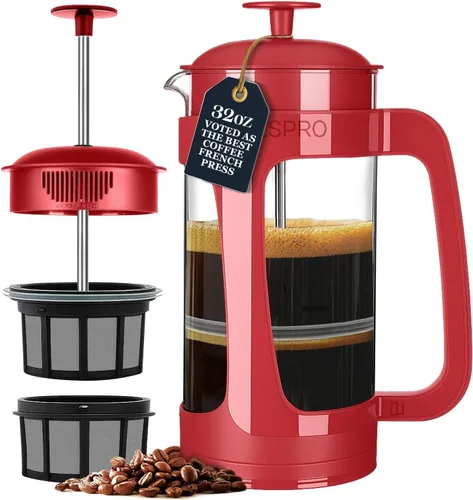 Miniatura 15 de ESPRO Light P3 - Cafetera de prensa francesa, microfiltro doble patentado para preparar sin arena, resistente al calor, prensa de café de vidrio