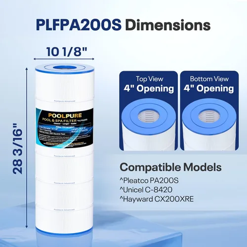Miniatura 2 de POOLPURE Filtro PLFPA200S que reemplaza a PA200S, Hayward CX200XRE, Hayward SwimClear C200S, Ultral-D5, cartucho de filtro de 200 pies cuadrados, 1