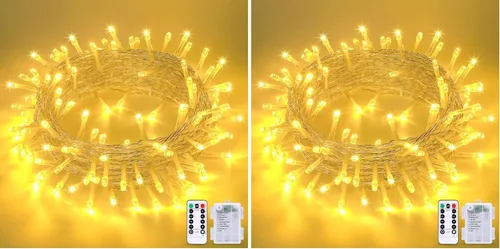 Miniatura 28 de JMEXSUSS Luces de Navidad multicolor que funcionan con pilas con 8 modos de control remoto, impermeables, 33 pies, 100 luces LED de Navidad
