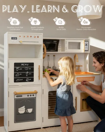 Miniatura 5 de YUG Set de Cocina de Juguete para Niños con Luces y Sonidos Reales, Juego de Cocina para Niños Pequeños que Incluye Estufa, Horno, Lavavajillas