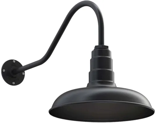 Miniatura 75 de Steel Lighting Co. Topanga - Luz de granero Montaje en pared al aire libre Domo de 14 pulgadas Cuello de cisne de 11 pulgadas Luz de garaje