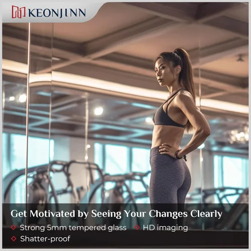 Miniatura 3 de Keonjinn Espejo de gimnasio en casa, 48 x 24 pulgadas x 2 piezas, espejo de ejercicio grande, espejos de cuerpo completo sin marco, vidrio templado
