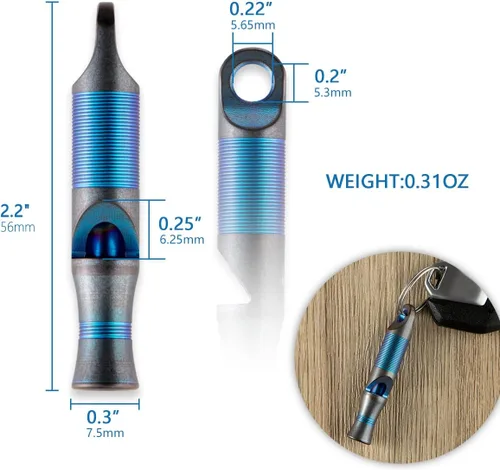Miniatura 6 de WeKnife Silbato de emergencia de supervivencia, silbato de seguridad de titanio para exteriores, con cuerda de paracaídas para kayak, chaleco Azul