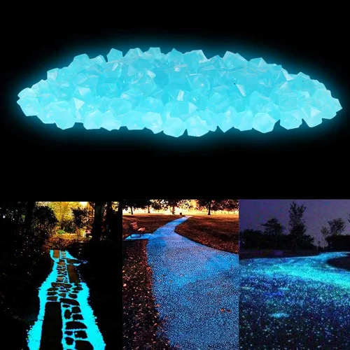 Miniatura 2 de 200 PCS Piedras Brillantes Guijarros, Jardinería Piedras Luminosas Brillantes Rocas Decoración Exterior Agua Brillante Tanque de Peces Grava (Azul)