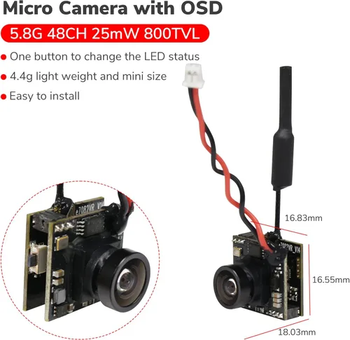 Miniatura 3 de ATA HOBBY Radiolink 5.8G 48CH Cámara inalámbrica de transmisión de imagen OSD para pantalla RC8X FPV, 800TVL 200mW FPV cámara para Radiolink F121
