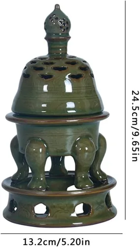 Miniatura 2 de Soporte para quemador de incienso, horno de tres secciones, celadón, reflujo, quemador de incienso, sándalo, horno de incienso para interiores