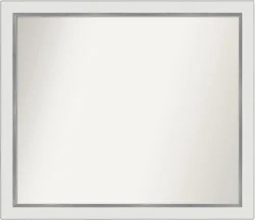 Miniatura 159 de Amanti Art Espejo de baño blanco para sobre el fregadero, 30 x 35 pulgadas, espejo de tocador rectangular estrecho de Eva de oro blanco, marco