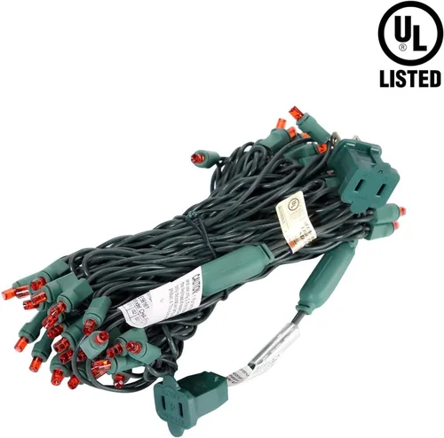 Miniatura 8 de Luces LED de Navidad, 50 unidades, luz LED de Navidad sin costuras para exteriores e interiores, grado de iluminación comercial, luz roja, cable