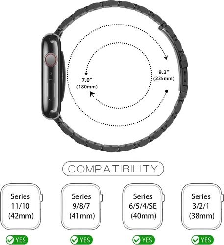 Miniatura 6 de Tasikar Correa compatible con Apple Watch Band de 1.654 pulgadas (Serie 11/10) 1.614 pulgadas, 1.575 pulgadas, 1.496 pulgadas, correa de metal