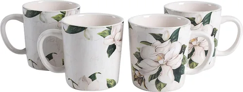 Miniatura 18 de Bico Blooming Moment - Juego de 4 tazas de café de cerámica, tazas de té grandes de 18 onzas con asa, tazas estéticas tipo latte para capuchino