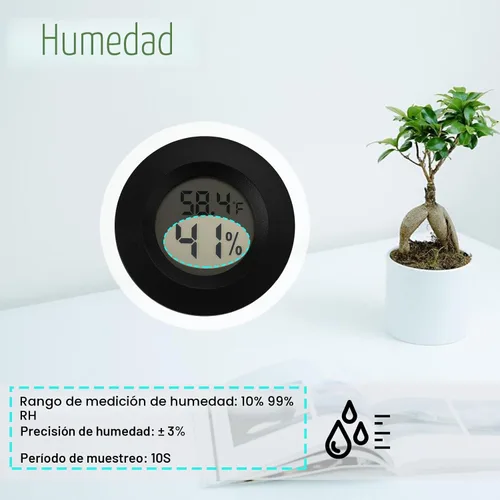 Miniatura 5 de Mini termómetro higrómetro digital medidor de humedad para interiores y exteriores, monitor de humedad para reptiles para invernadero, jardín