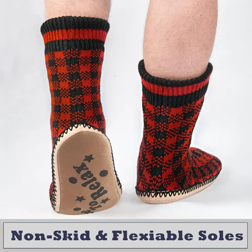 Miniatura 3 de Cozylook Calcetines tipo pantufla para hombre, con forro polar, suela antideslizante, para invierno, suaves, gruesas, acogedoras, cálidas, peludas