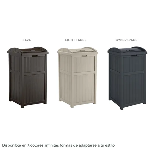 Miniatura 6 de Suncast - Cubo de basura de resina para exteriores de 33 galones con tapa, para usar en el patio, la terraza o el jardín, color marrón
