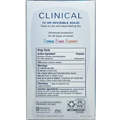 Miniatura 2 de Desodorante Secret Clinical Completely Clean, 1.6oz 3 paquetes