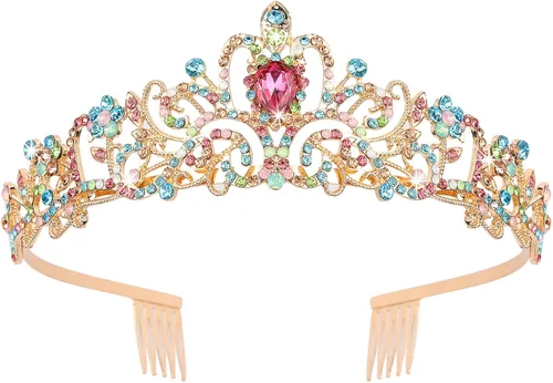 Miniatura 12 de COCIDE Diadema de cristal con coronas de tiara, corona de diamantes de imitación de princesa con peines, diademas de novia, boda, graduación, fiesta