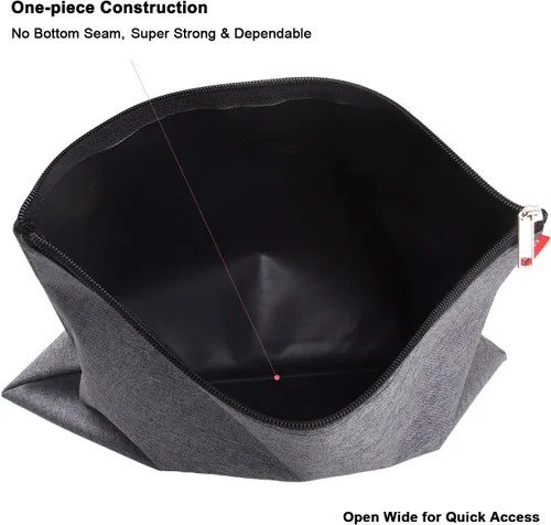 Miniatura 7 de Paquete de 5 bolsas de herramientas de lona con cremallera, 13.3 x 9.4 pulgadas, 14 onzas, resistente, impermeable, multiusos, para organizar