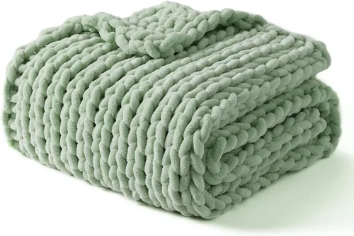 Miniatura 35 de YnM Manta Gruesa de Lana, Tejida a Mano con Hilo de Chenilla, Amigable para la Piel, Ventilada y Transpirable, Lavable a Máquina, Pieza