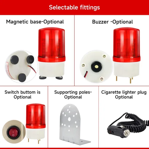 Miniatura 9 de YASONG LTE-1101MJ - Luz de advertencia giratoria con zumbador de 90 dB, AC110V-120V, luces de alarma de baliza industrial, sirena de seguridad