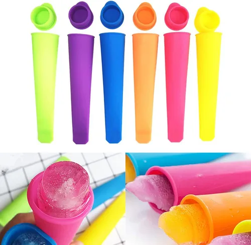 SEIWEI Molde de silicona para paletas de helado, 5 piezas, bolsa de paletas para helados, fabricante de moldes para paletas de hielo con tapa, Azul