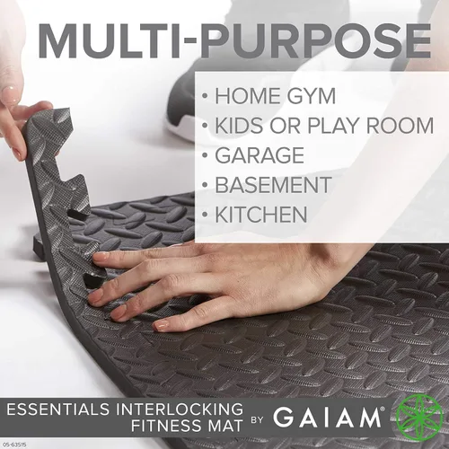 Miniatura 7 de Gaiam Essentials Tapete de ejercicio entrelazado, azulejos cuadrados de espuma de rompecabezas para gimnasio en casa, tapete de entrenamiento