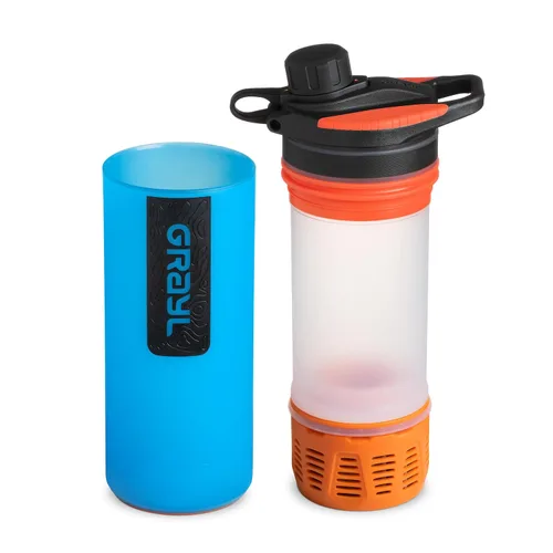 Miniatura 2 de GRAYL GeoPress - Botella purificadora de agua de 24 onzas, filtro para senderismo, campamento, supervivencia, viajes (azul Bali)