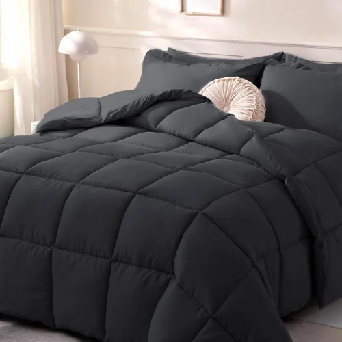 DOWNCOOL Edredones Tamaño Full, Relleno de Edredón, Edredón Negro para Todas las Estaciones, Edredón Ligero, Edredón de Hotel Alternativo de Plumón