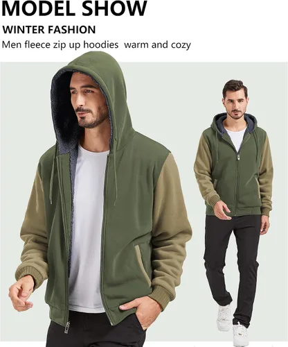 Miniatura 86 de GEEK LIGHTING Sudadera con capucha y cremallera para hombre, forro polar, chaqueta gruesa con capucha para invierno, cálida sudadera atlética