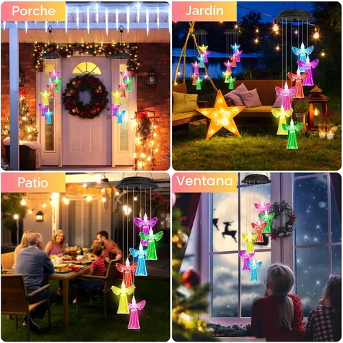 Miniatura 6 de Regalos de cumpleaños para mujeres, mamá, abuela, regalos de jardinería para mujeres, campanillas de viento solares de ángel para exteriores