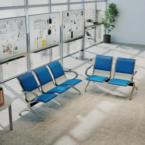 Miniatura 46 de Kinfant Silla de sala de espera de 2 asientos, sillas de recepción de invitados de oficina con respaldo ergonómico, banco de espera de aeropuerto