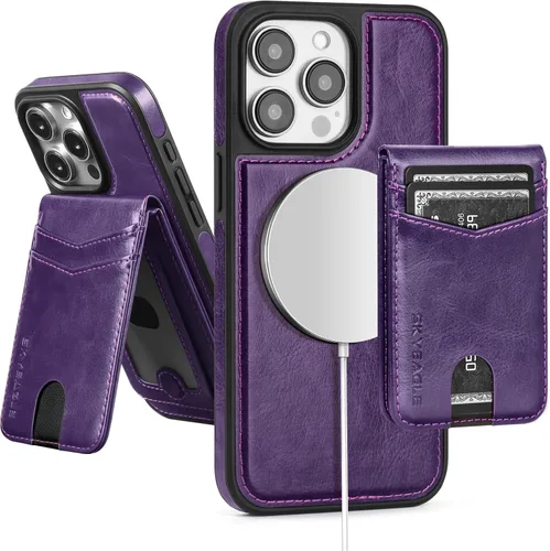Miniatura 54 de SkyEagle Magsafe - Funda magnética 2 en 1 desmontable para iPhone 11 Pro Max con tarjetero, para mujeres y hombres, piel sintética con bloqueo RFID
