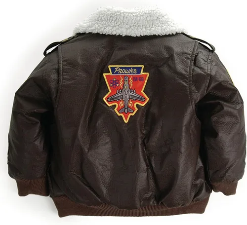 Miniatura 2 de Up and Away Chaqueta bomber A-2 de peso medio para niños en marrón con nueve parches, Marrón
