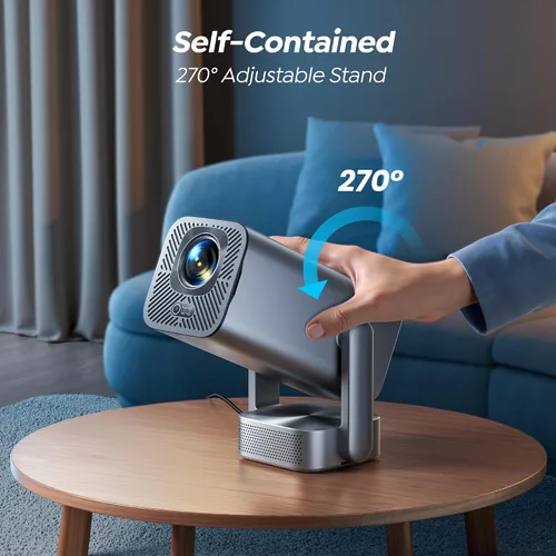 Miniatura 4 de Mini proyector con WiFi y Bluetooth, soporte 4K/enfoque eléctrico: proyector portátil nativo 1080P para exteriores, soporte ajustable