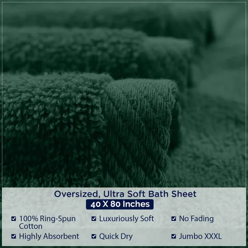 Miniatura 266 de DAN RIVER Paquete de 2 sábanas de baño de 35x70 pulgadas, sábanas de baño jumbo acanaladas para adultos, toallas grandes gruesas y absorbentes