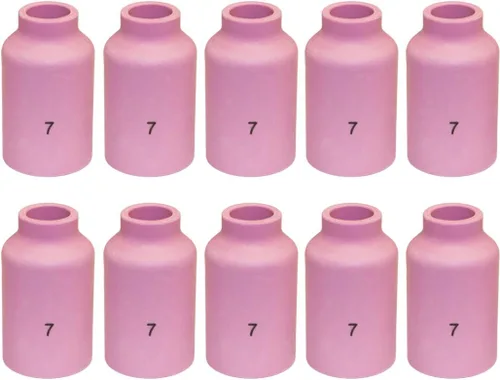Miniatura 7 de WeldingCity Paquete de 10 vasos de cerámica con lente de gas de alúmina 54N14 (#8, 1/2") para soplete de soldadura TIG Serie 17, 18 y 26