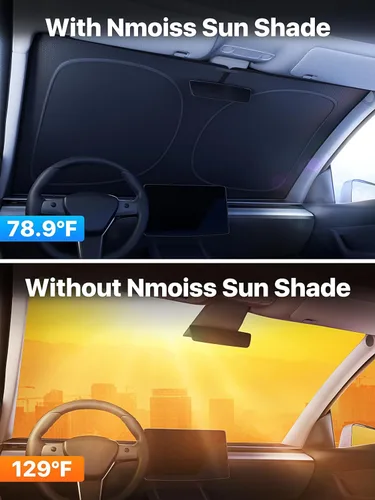 Miniatura 2 de Parasol para parabrisas de automóvil Nmoiss actualizado 2026 [revestimiento reflectante de matriz de puntos] borde extendido sin fugas de luz